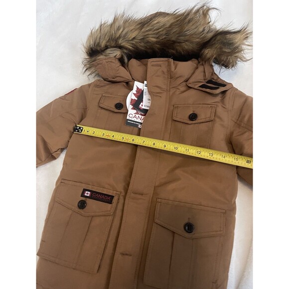 Canada Weather Gear Boys Snap-Up Full-Zip Parka Jacket Brown 5/6 Years NWT - Picture 8 of 11